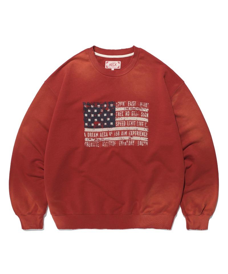 EASY & FREE FLAG SWEAT SHIRTS-BURGUNDY