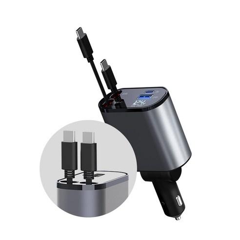 클리커스 쭉 늘어나는 릴타입 4in1 차량용 시거잭 고속 충전기 - 스마트폰/태블릿용 | 쿠팡