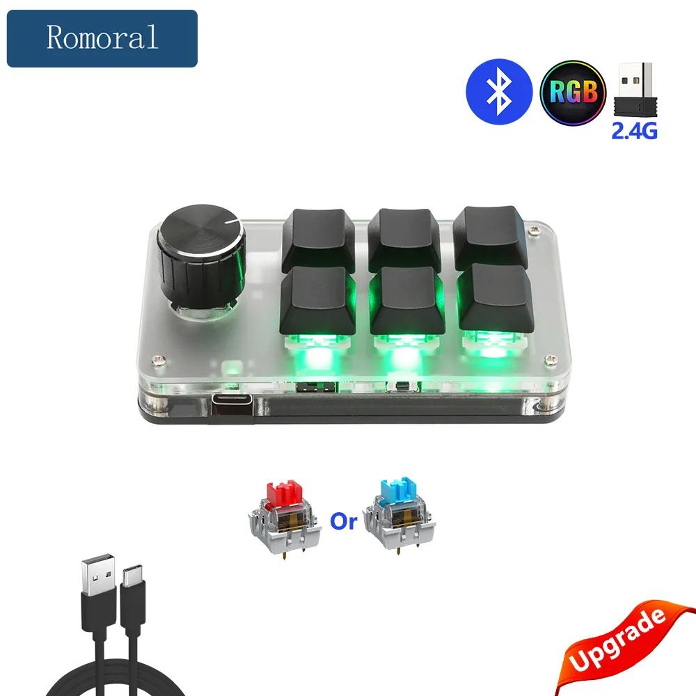 프로그래밍 가능한 미니 기계식 매크로 키보드, USB 블루투스, RGB 게이밍, 커스텀 핫스왑 키보드, 포토샵 CAD용 단축키 키패드