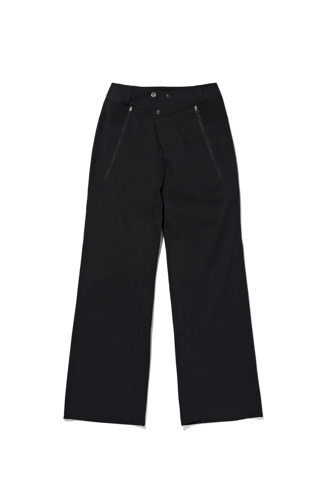 EYELET PANELED STRAIGHT PANTS_BLACK