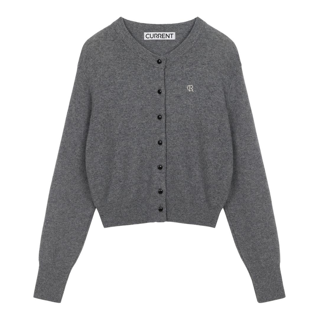 울 캐시미어 라운드넥 가디건 [차콜]