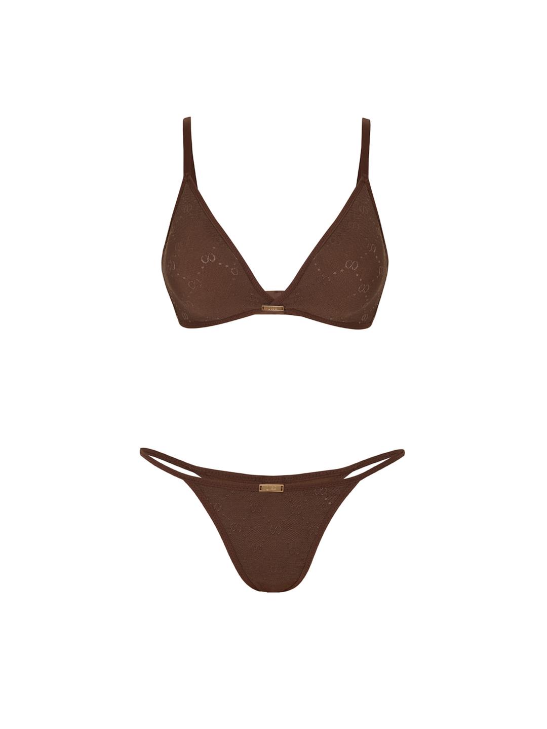 Sensual Jacquard Brown Set