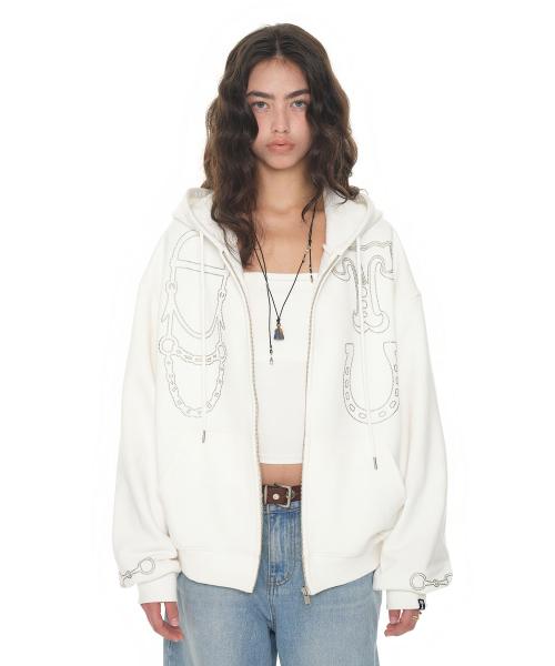 웨스턴 핫픽스 집업 후디 화이트