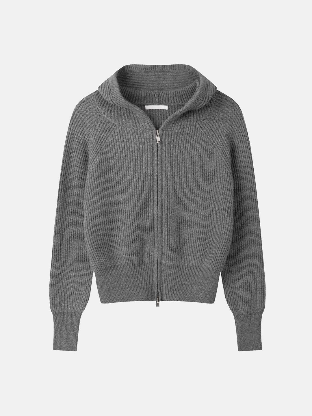 (당일배송) Modal Hooded Zip-Up Knitwear_Charcoal