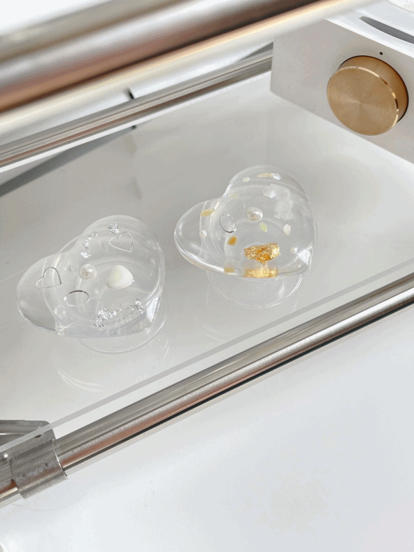 gold&silver heart ver 레진 투명 그립톡