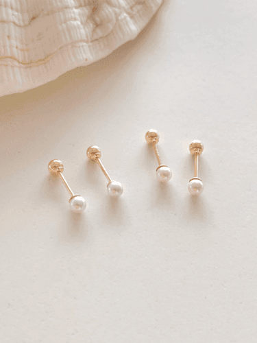 르앙 [14k gold] 3mm 진주 피어싱