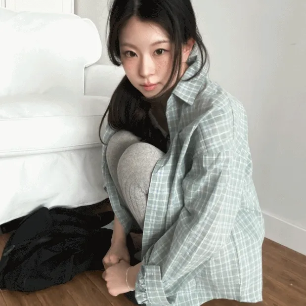 [청량컬러🍈] 페일민트 체크 셔츠 one color