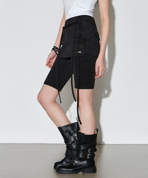 스커트 레이어링 바이커 숏츠 [블랙]