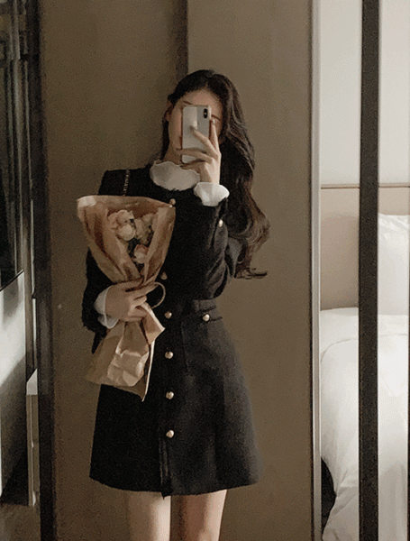 [당일발송] [데일리템♥/만능원피스][1천장돌파][made] 폴린 트위드 자켓 원피스 (가을/간절기/데일리/데일리룩/데이트룩/하객룩/격식룩/상견례룩/연말룩/긴팔원피스/트위드원피스/간절기원피스)