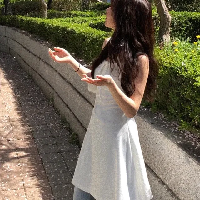 플레어 리본 셔링 골지 원피스