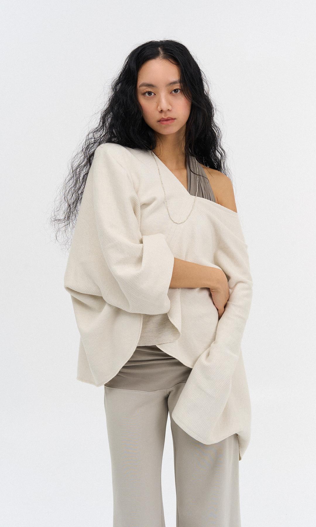 Blanket tunic cape | Bone