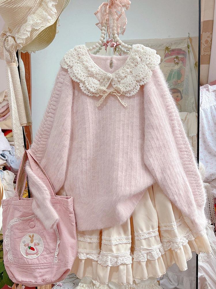 Autumn and winter women's lazy style high-end knitted sweater - Sweater(stock) / Pink / S