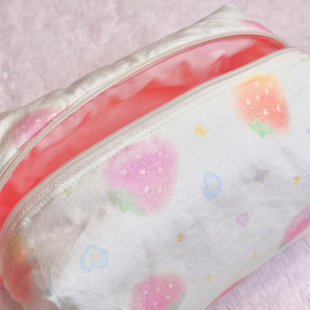 딸기 솜사탕 파우치 핸드메이드 화장품 입체 사각 파우치