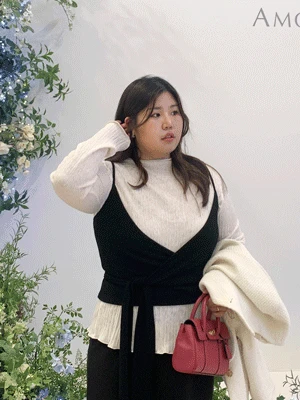 [55-99]빅사이즈 러빈 랩 스판 리본 뷔스티에