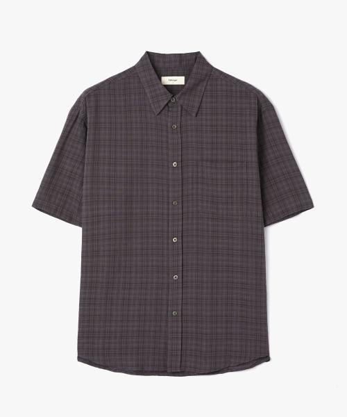 카일리 체크 하프 셔츠 (레드 빈)