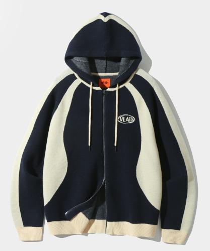 VLAD SLASH KNIT HOODED ZIP-UP_NAVY