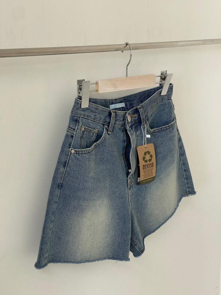 A라인 컷팅 3부 4부 워싱 데님 반바지