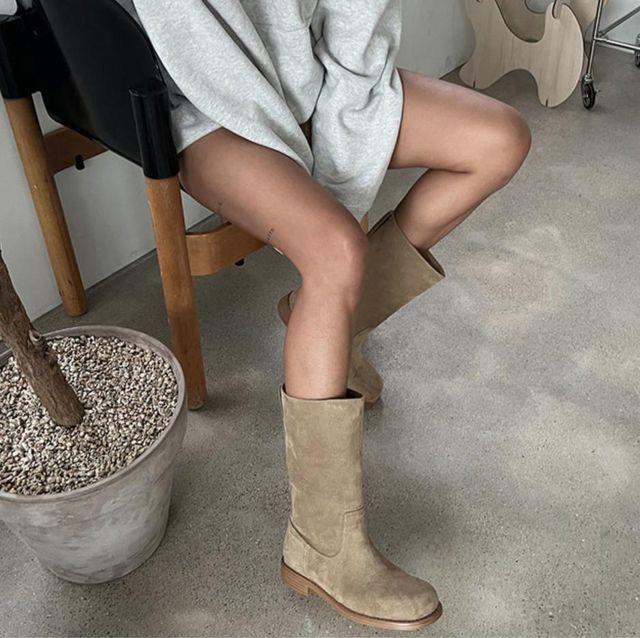 더스티 라운드토 웨스턴 하프 부츠 스웨이드부츠 2color