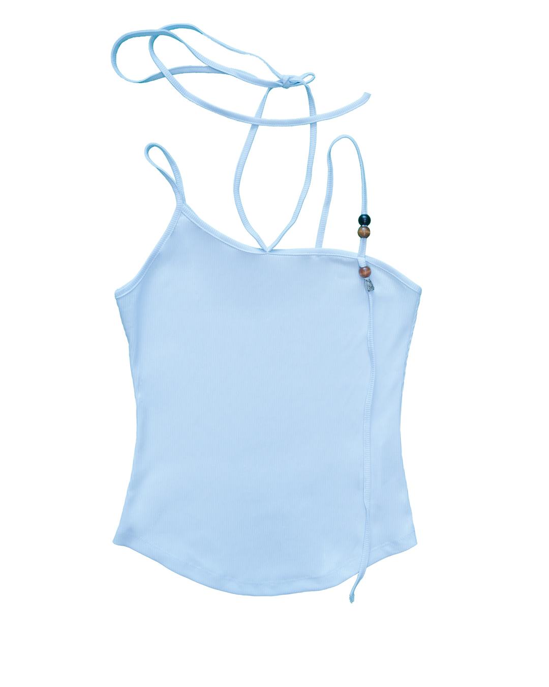 MY WOOD - CUT SLEEVELESS SHIRT ( DEEP BLUE )