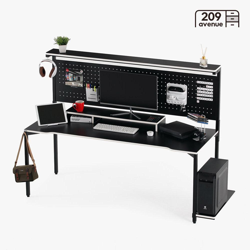 209애비뉴 제로스테이션 베이직 스탠다드 타워 / 블랙 화이트 / 1200 1500 1800 게이밍 컴퓨터책상 선반 데스크