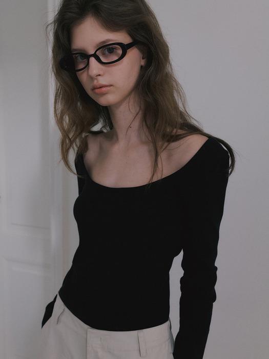 SCOOP NECK T-SHIRT_BLACK