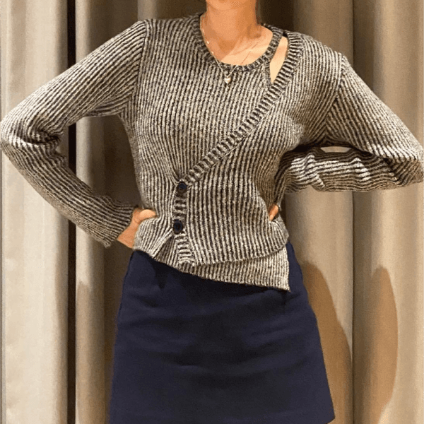 언발 버튼 니트