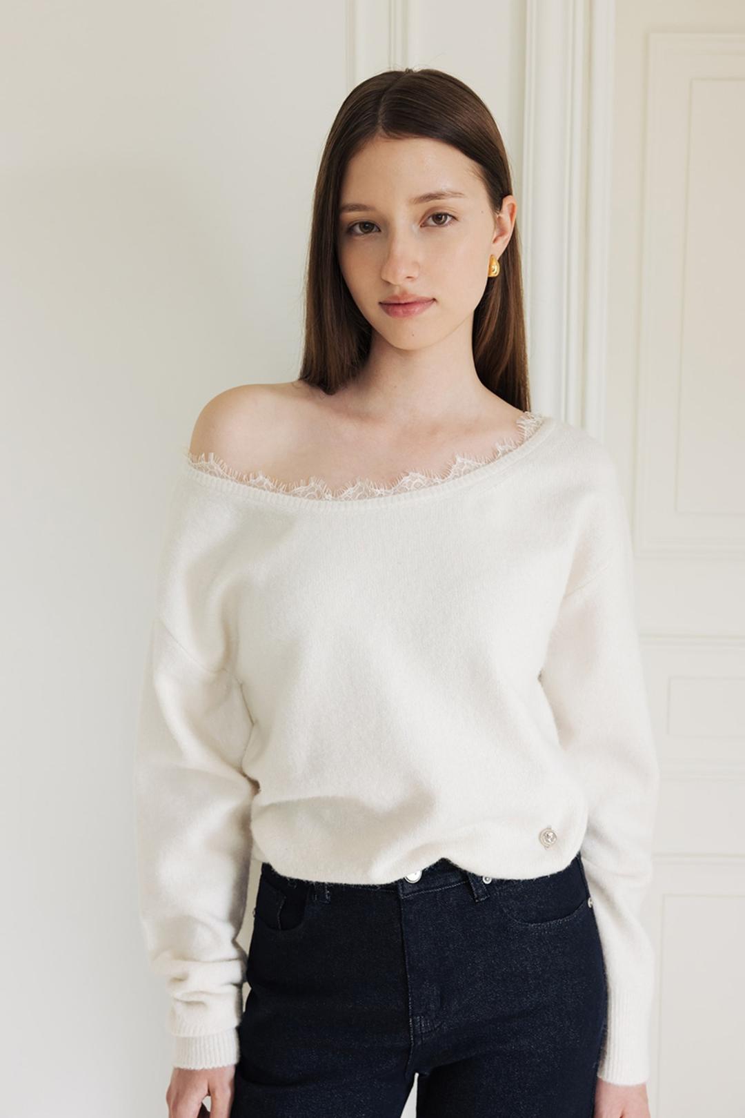 [시크릿 세일] LIV Lace trimmed knit (Ivory)