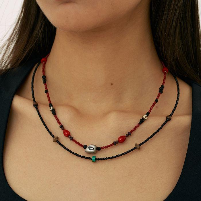 Layered Necklace Red