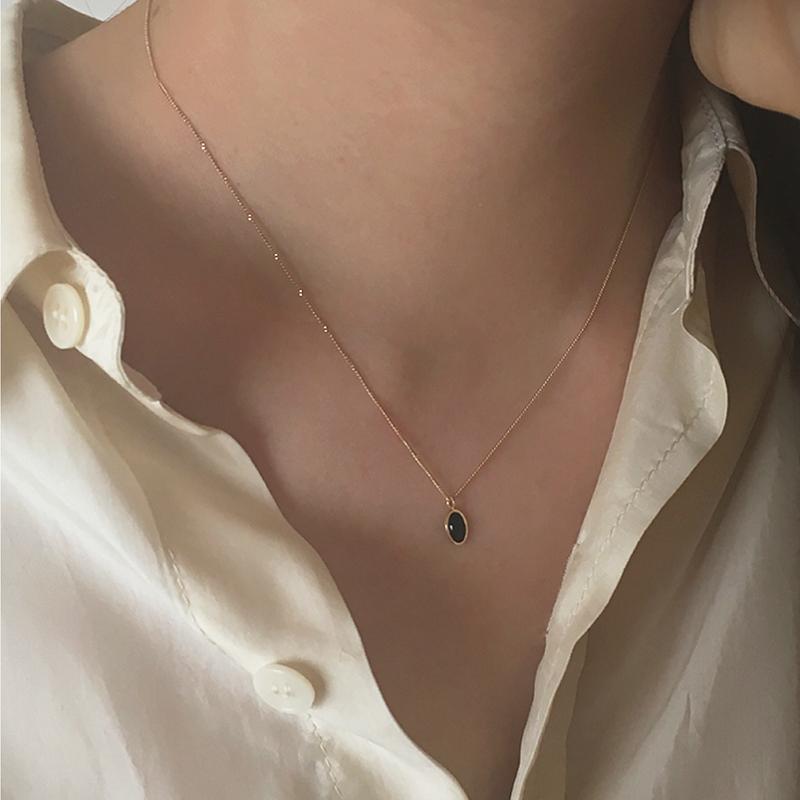 14k 오발 오닉스 목걸이 oval onyx necklace