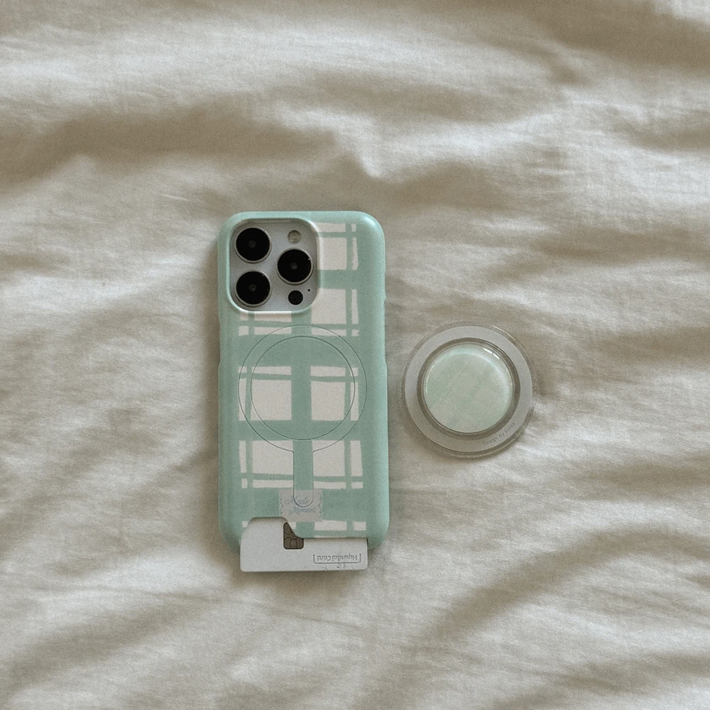 bright check bloom 디자인 [맥세이프 카드수납 폰케이스]