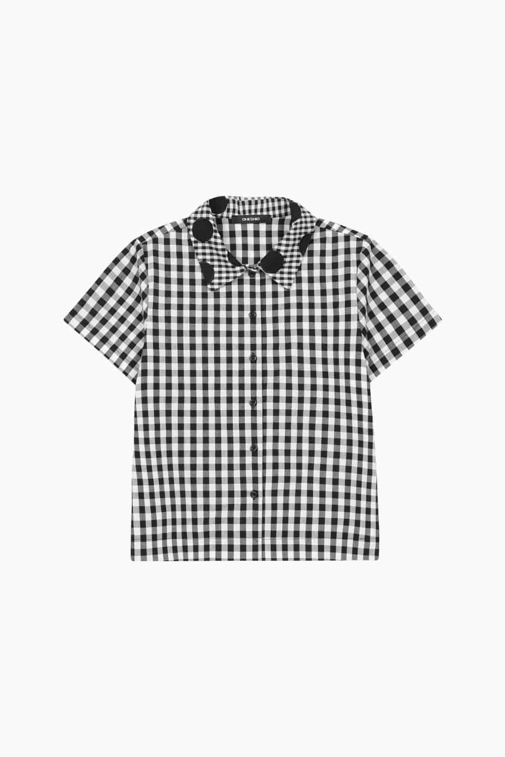 DOT CHECK SHIRT, BLACK