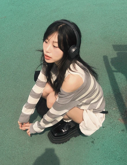 [자체제작/세트아이템/살안타템]  @vinvle made,로핸디 레이어드 스트라이프 니트+나시 SET
