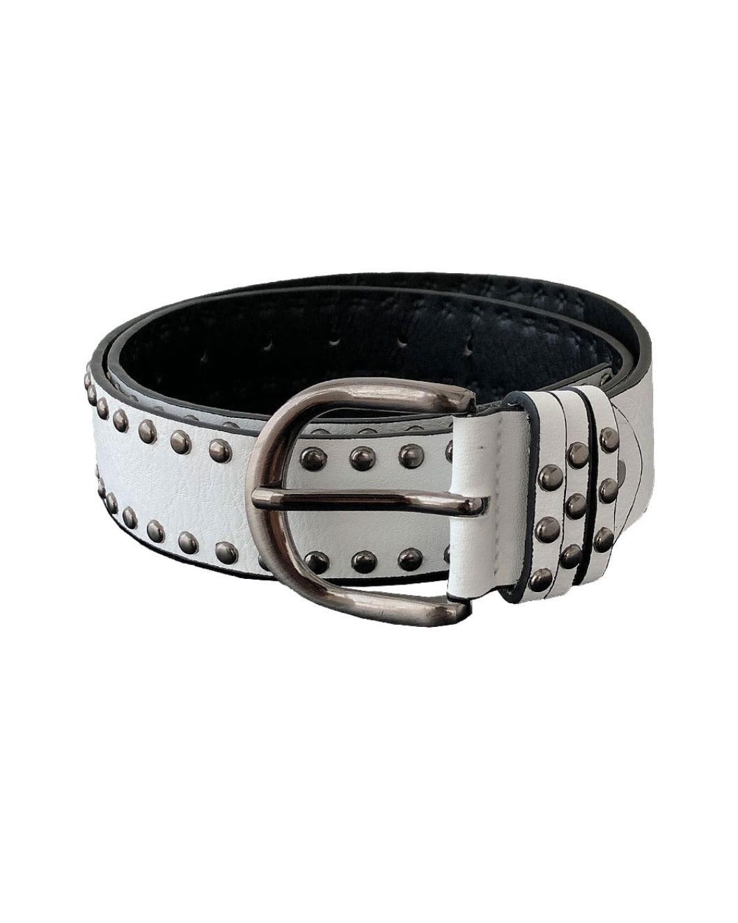 White * Two Lines Stud Belt