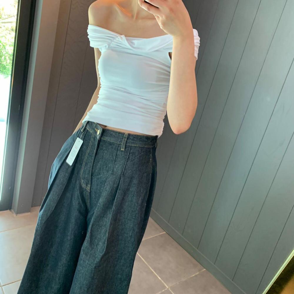 샵블랙 2023-05-05 오프숄더 블라티셔츠[4color] 옆지퍼오픈