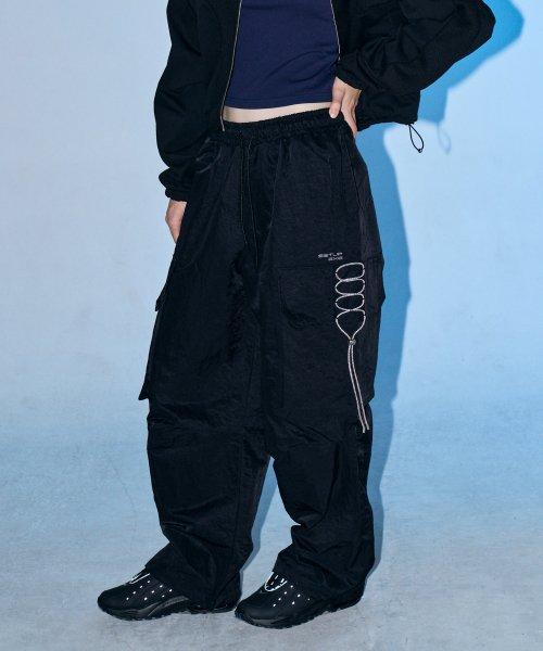 3M string flap wide cargo Pants [Black]