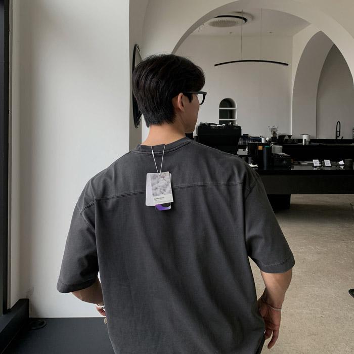 업 수피마 피그먼트 절개 오버핏 반팔티 (8color)