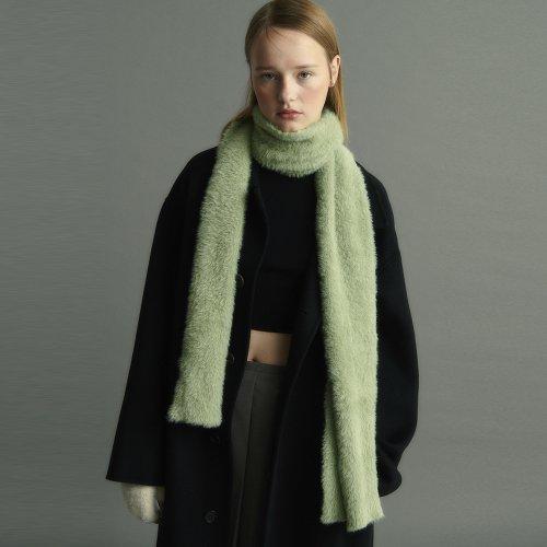 FUZZY KNIT MUFFLER, GREEN