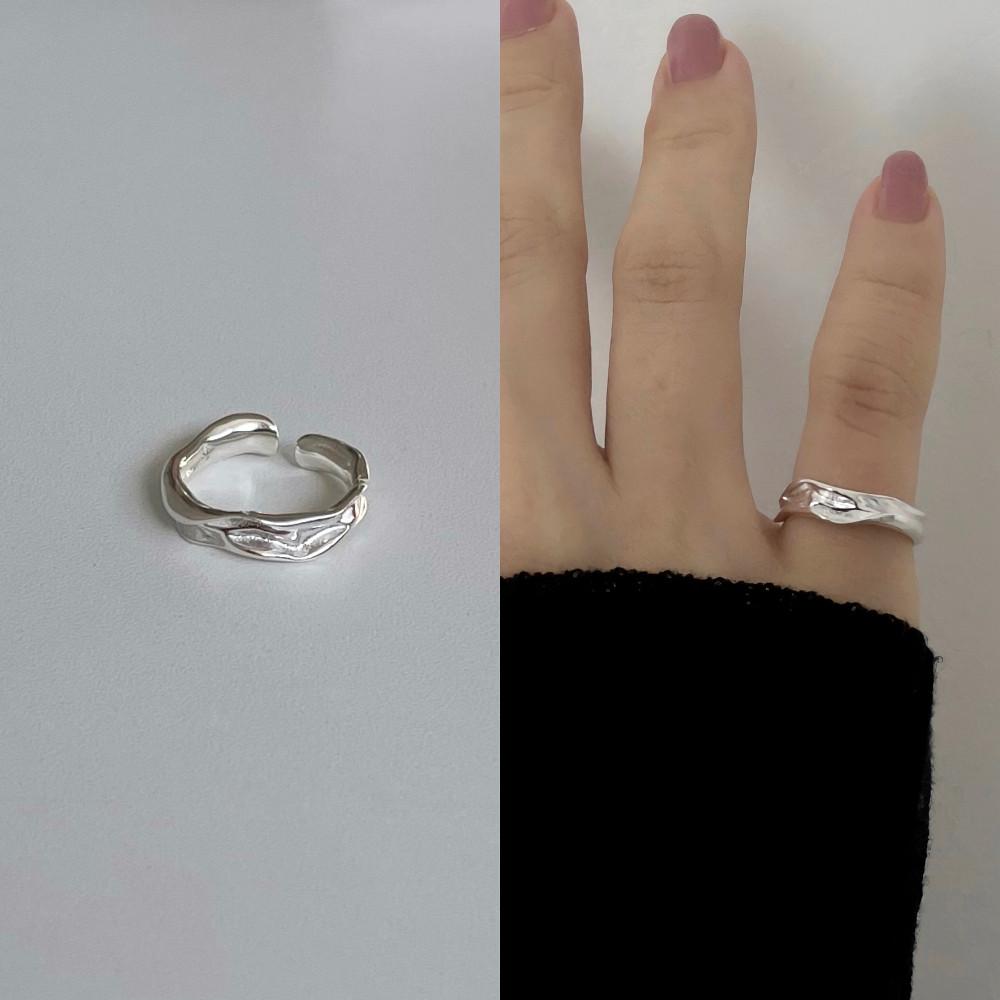 silver925 크러쉬 라인 오픈 애끼 반지