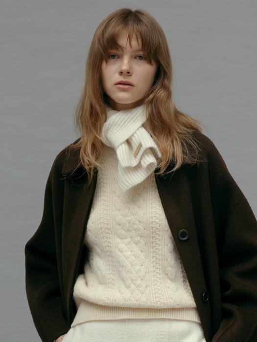 BABY ALPACA BLEND SEAMLESS RIB KNIT MUFFLER