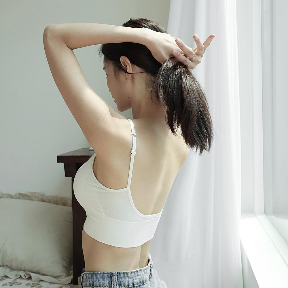 브라렛 코스모스 백리스 등살커버 여름 속옷 크롭 노라인 편한 브라 수면 스포츠 면 모달