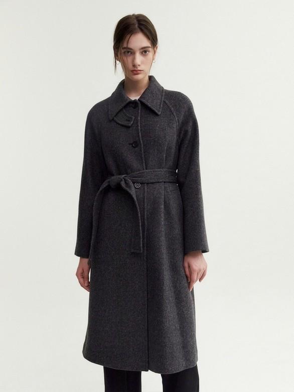 [바네사브루노] 차콜그레이 스트랩 울혼방 코트 WVCO2D421CG