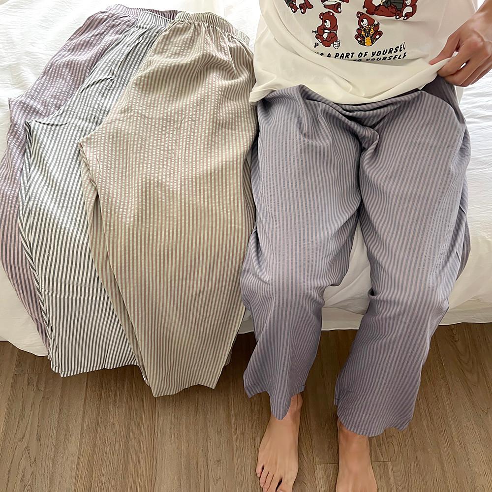 잭 줄무늬 잠옷 바지 5부 9부 커플 빅사이즈 파자마 팬츠