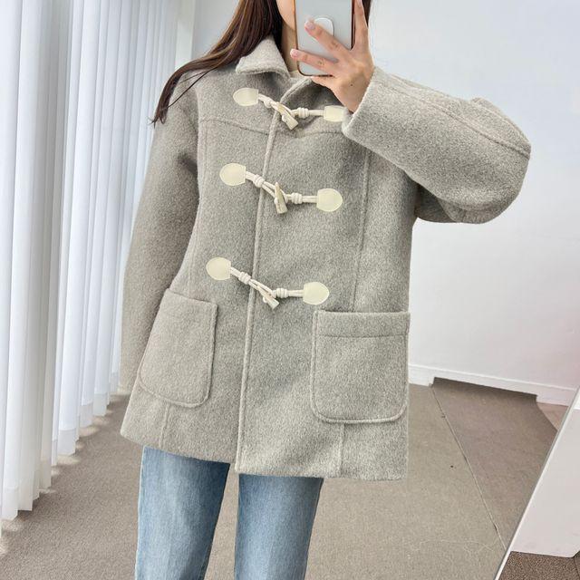 (무배) 울 떡볶이 카라넥 루즈핏 하프 코트 2color