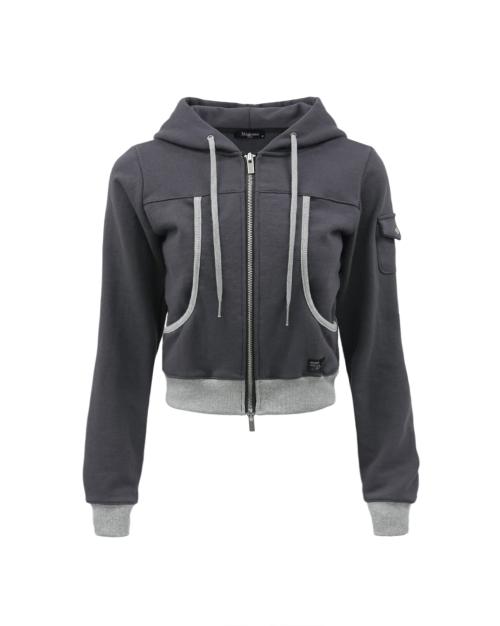 카고 포켓 슬림 후드집업 차콜x멜란지 그레이