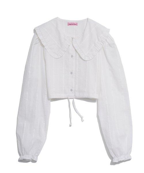 RUFFLE COLLAR BLOUSE_WHITE