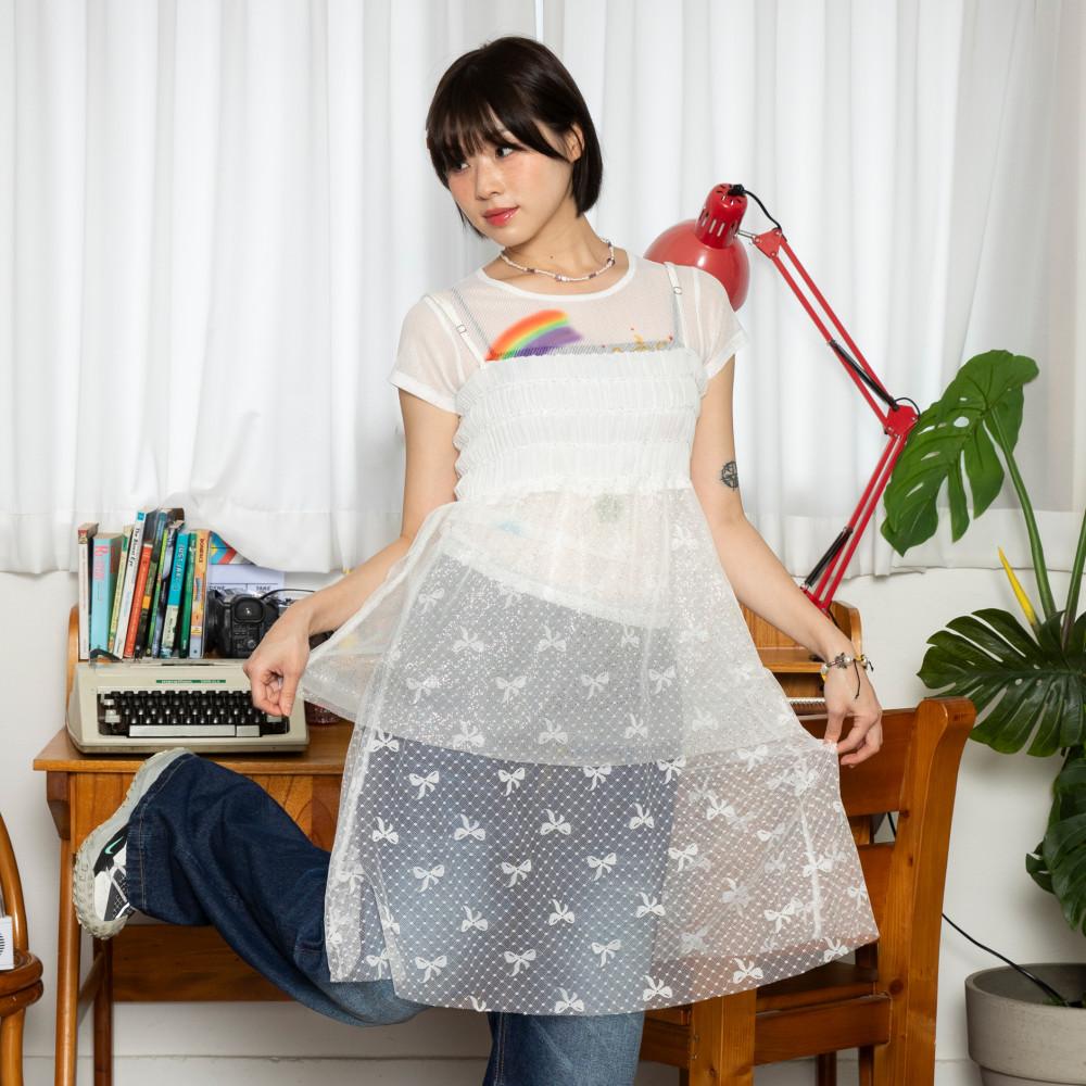 WXO001 엘프 레이스 레이어드 원피스 (WHITE)