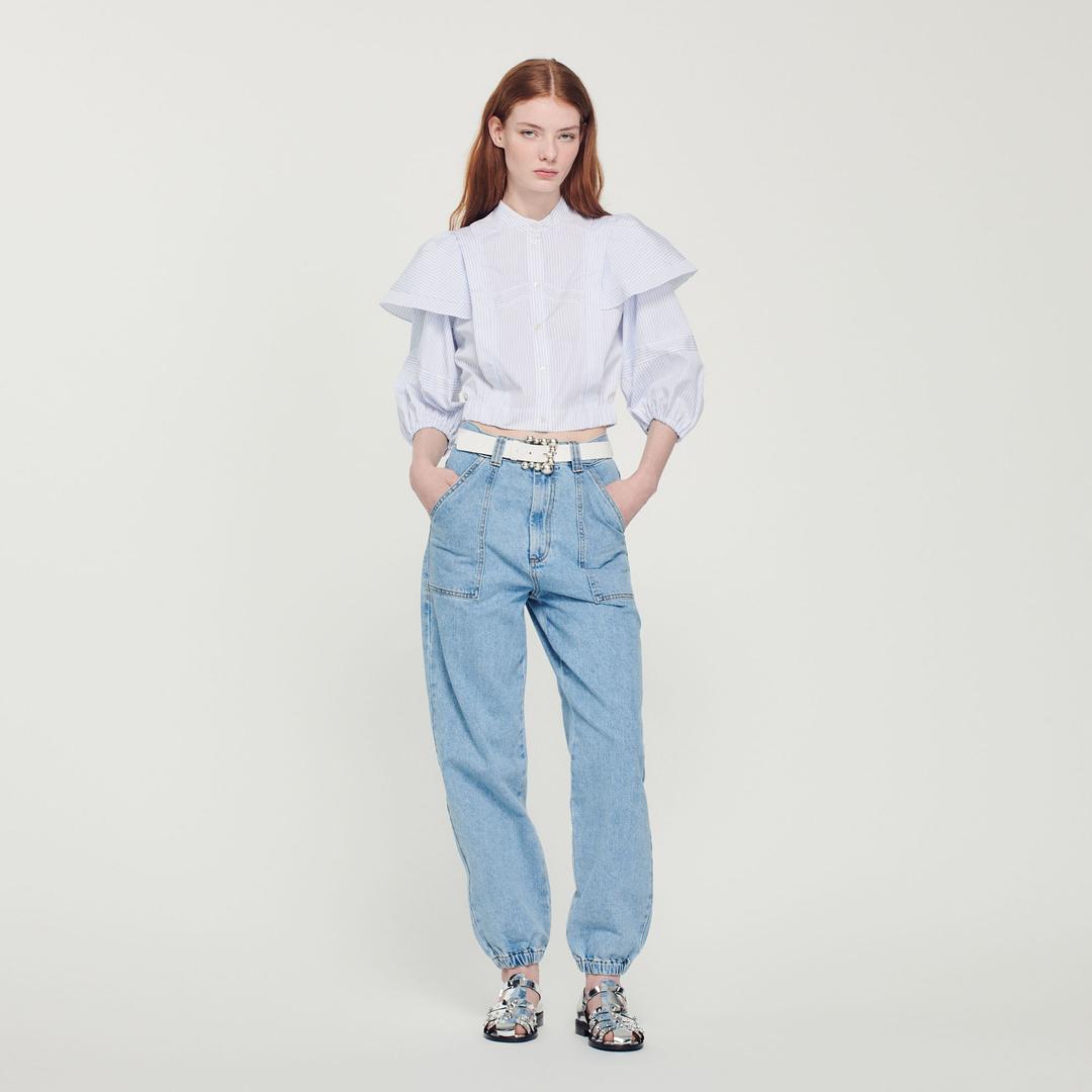 크롭 스트라이프 셔츠