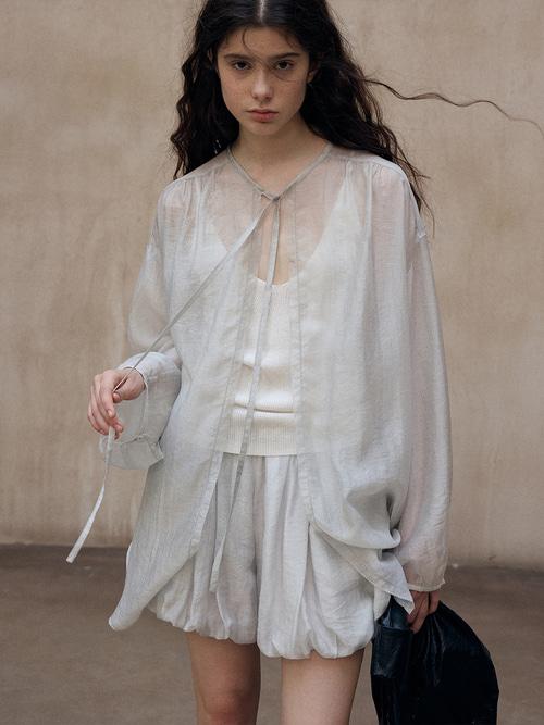 Ample 스트랩 링클 가디건