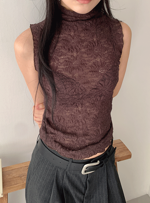 재즈디오더 FLOWER LACE HALF-NECK SLEEVELESS (3C)