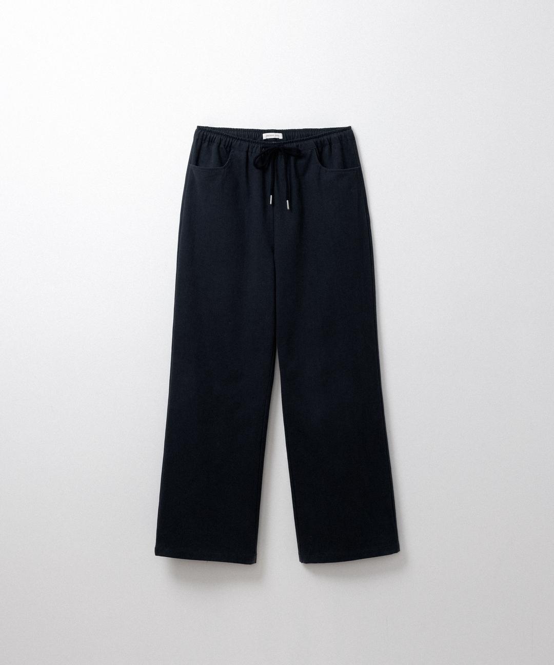 워싱 코튼 밴딩 팬츠 (charcoal navy)